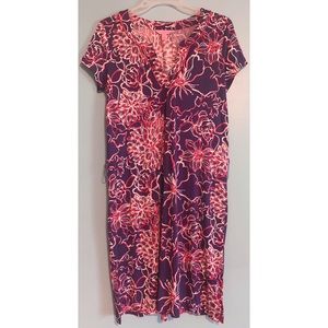 LILLY PULITZER | Navy + Pink Floral Print Dress XS
